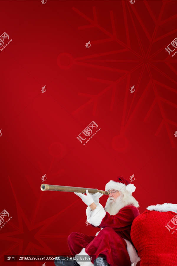 圣誕老人使用望遠(yuǎn)鏡的復(fù)合形象