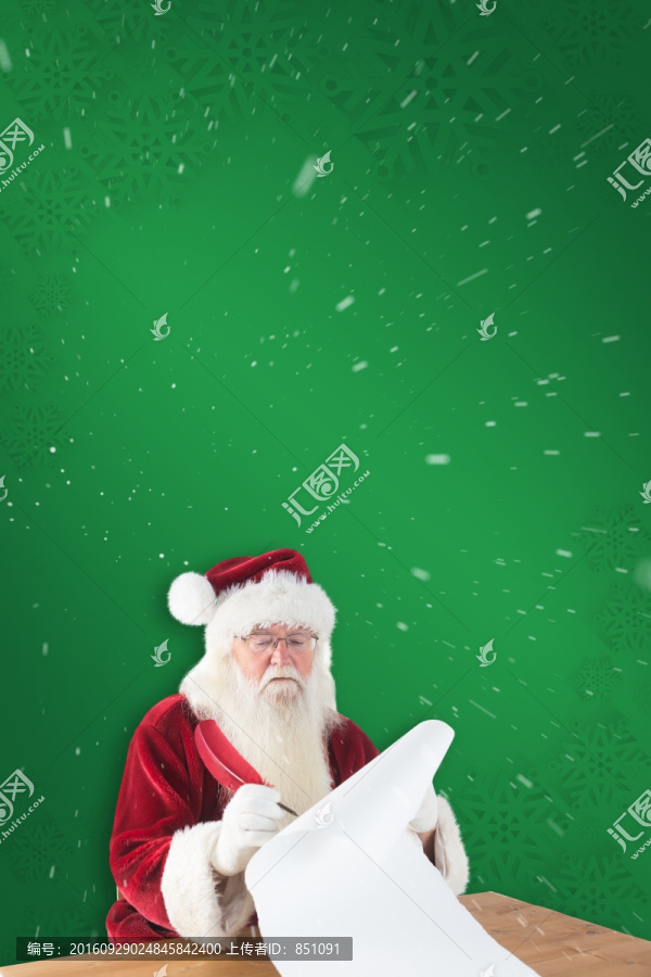 圣誕老人看著清單的復(fù)合形象