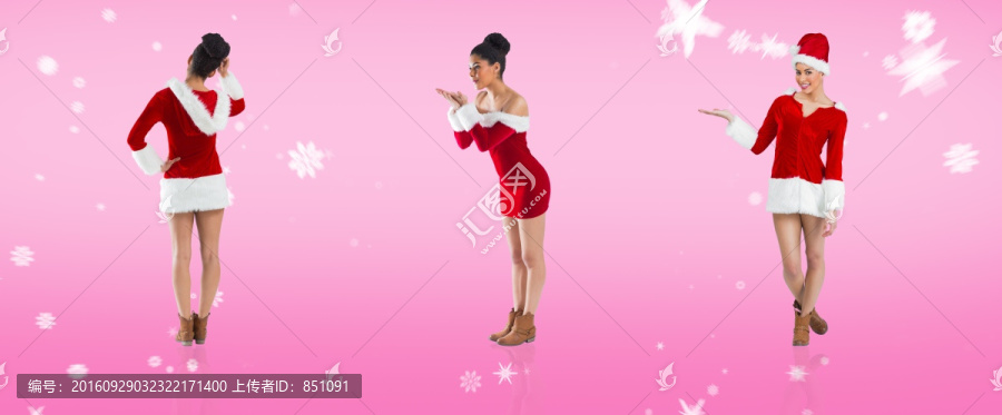 穿著圣誕衣擺姿勢(shì)的女人