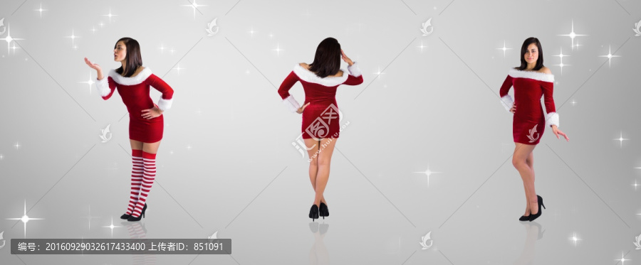 漂亮女孩穿著圣誕裝