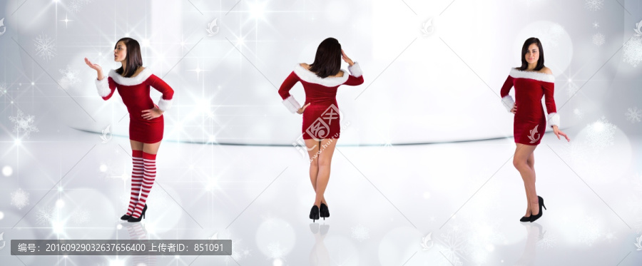 漂亮女孩穿著圣誕裝