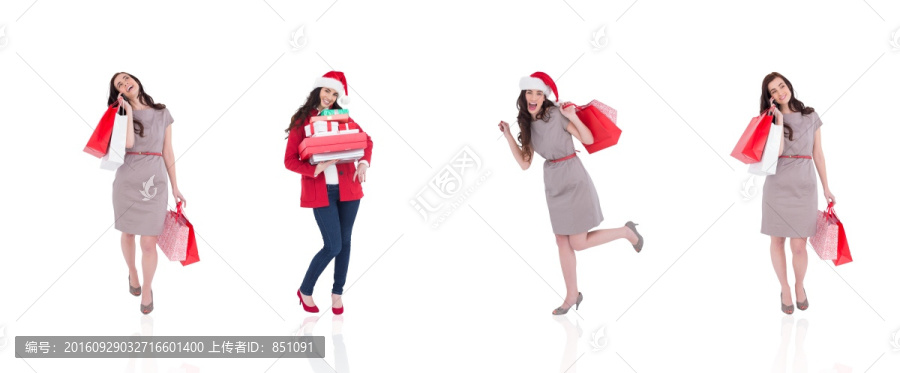 圣誕美女購物圖片