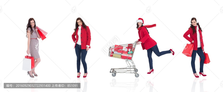 圣誕美女購物圖片