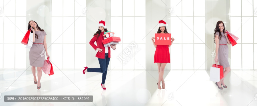 圣誕美女購(gòu)物圖片