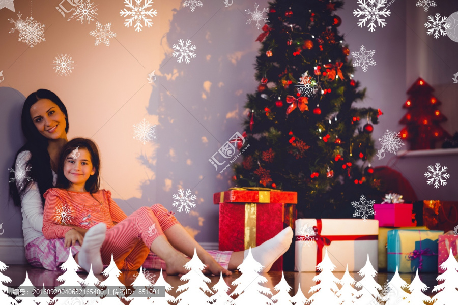 母女等待圣誕老人的復合形象
