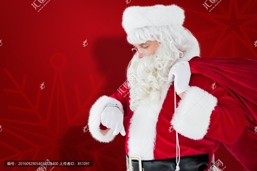 圣诞老人背着礼物袋的复合形象