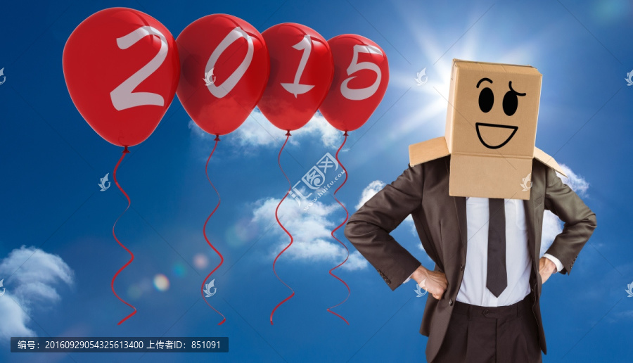 商人頭上套著紙箱的復(fù)合形象