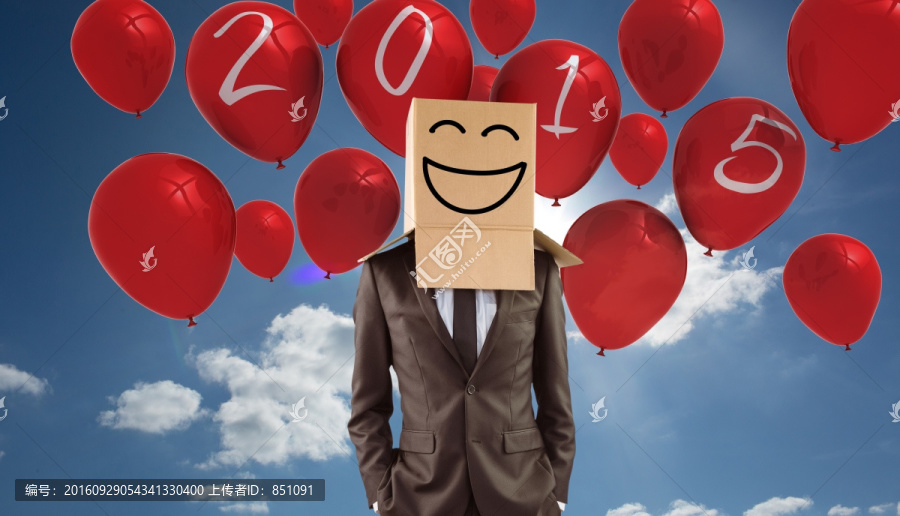 商人頭上套著紙箱的復(fù)合形象