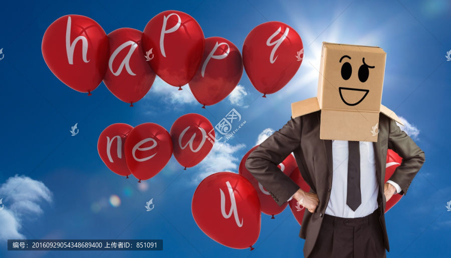 商人頭上套著紙箱的復(fù)合形象