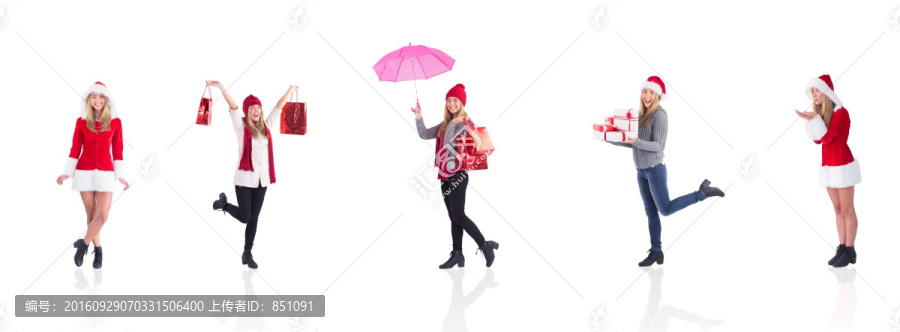 漂亮的圣誕女孩的復(fù)合形象