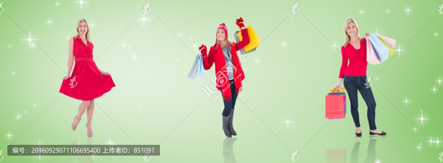 女人們歡快的提著購(gòu)物袋