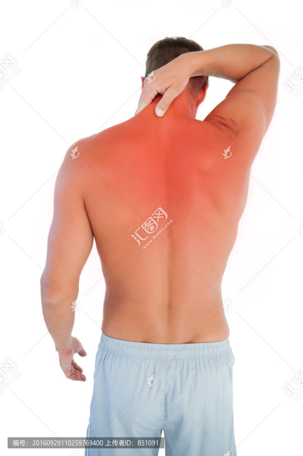 頸部疼痛的男人