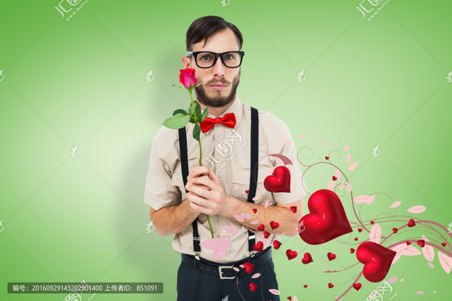 男人拿著鮮花的復(fù)合形象
