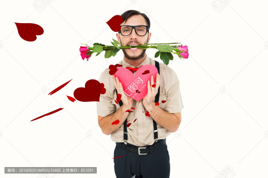 男人咬著鮮花的復(fù)合形象
