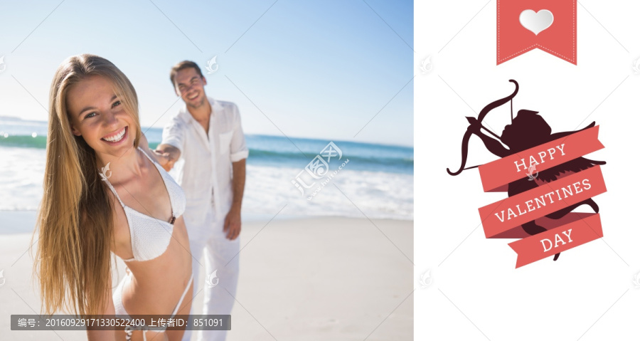 夫婦拉著手看著鏡頭的復合形象