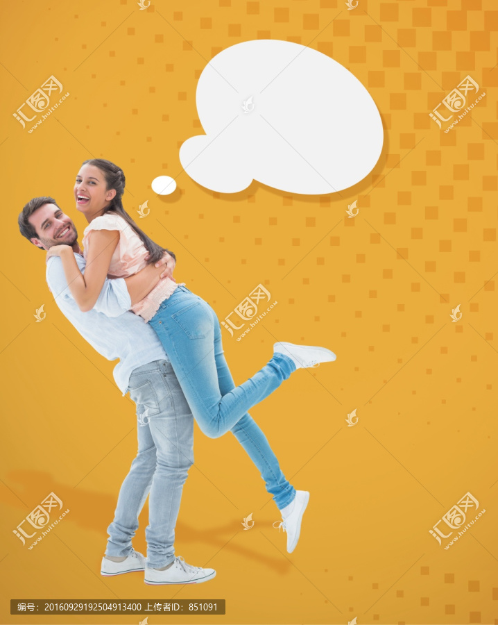 男人微笑著抱著女人的復(fù)合形象