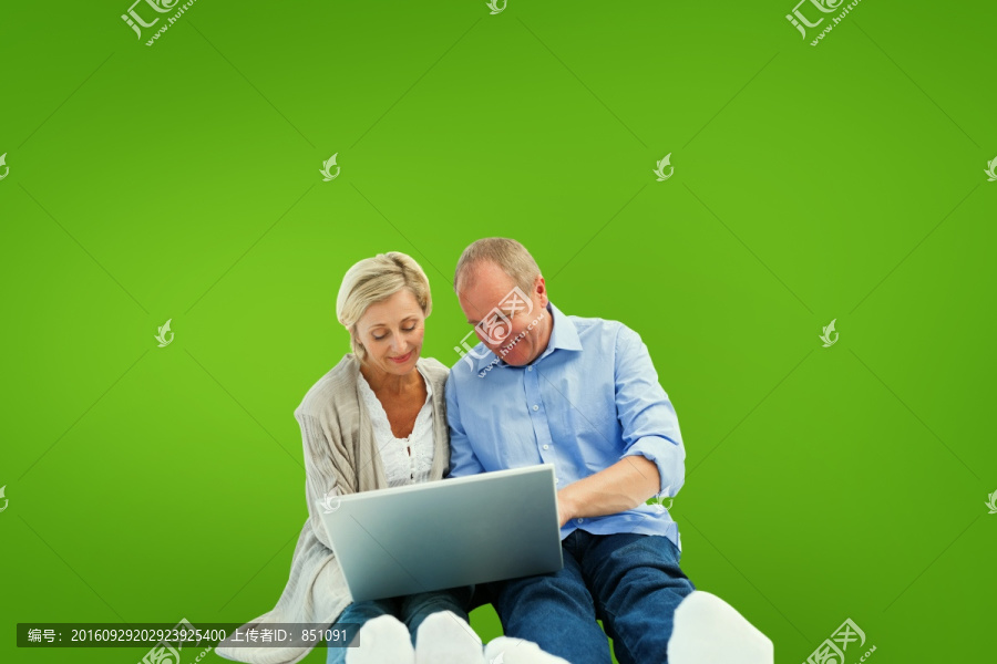 在用笔记本电脑的夫妇