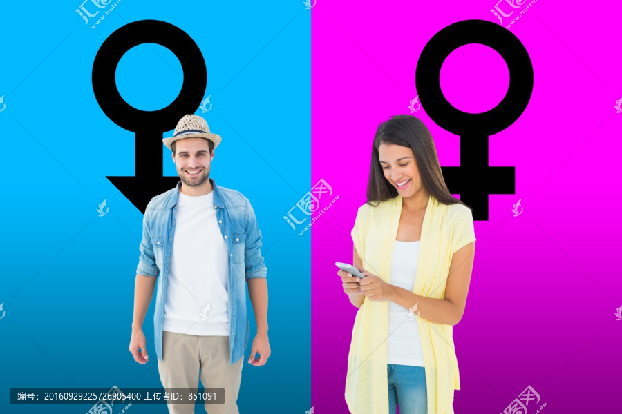 夫婦微笑著的復(fù)合形象