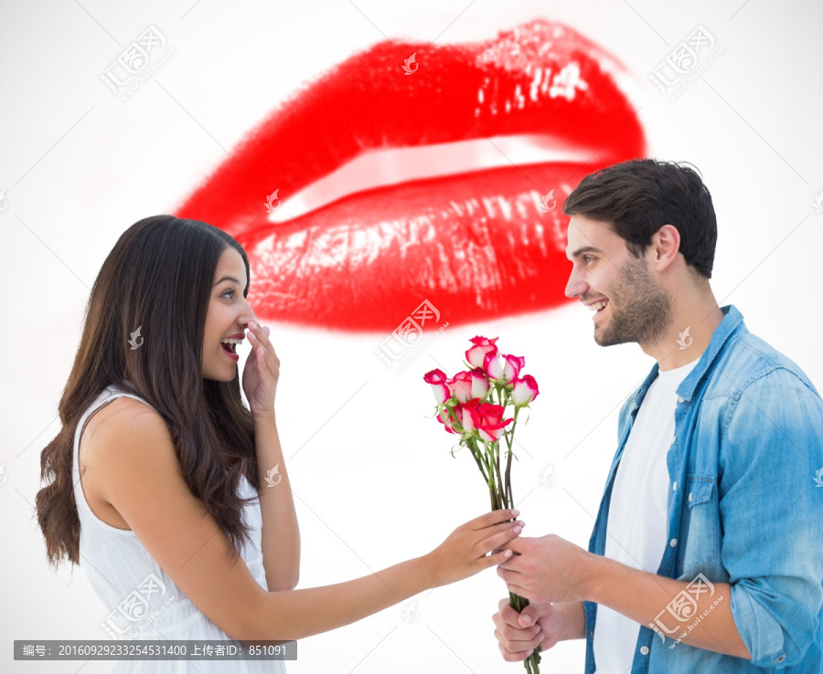 送女友玫瑰花的男人