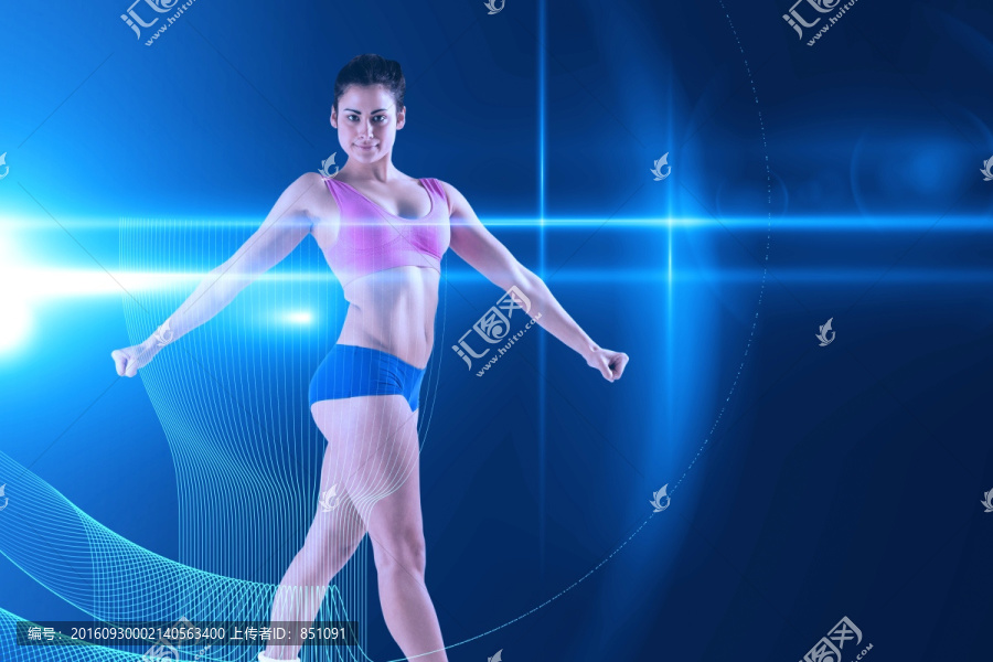 黑發(fā)美女做拉伸運動