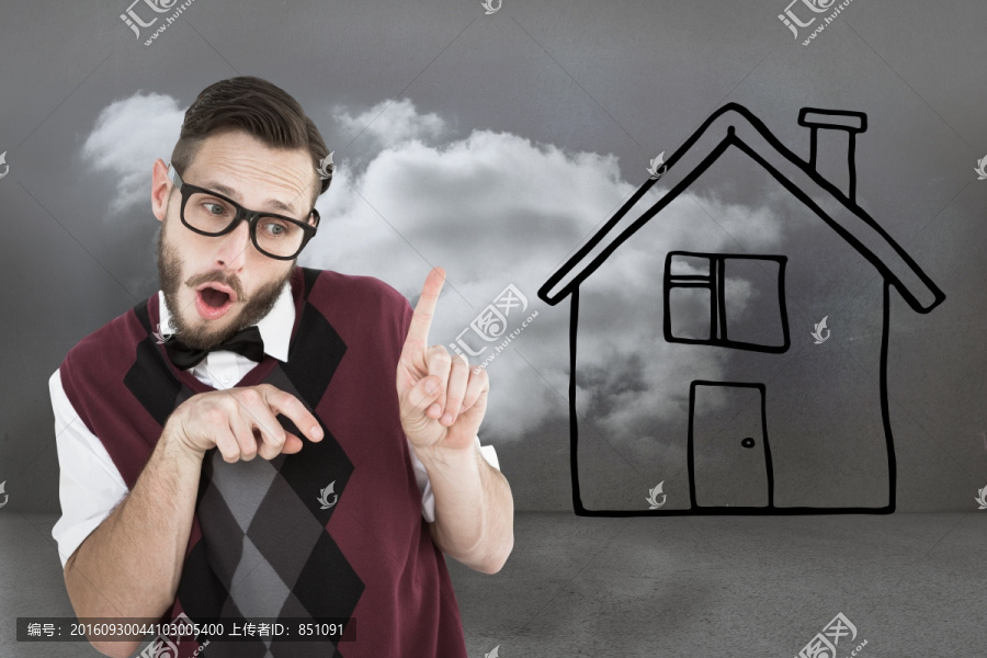 男人驚訝的指著前方的復(fù)合形象