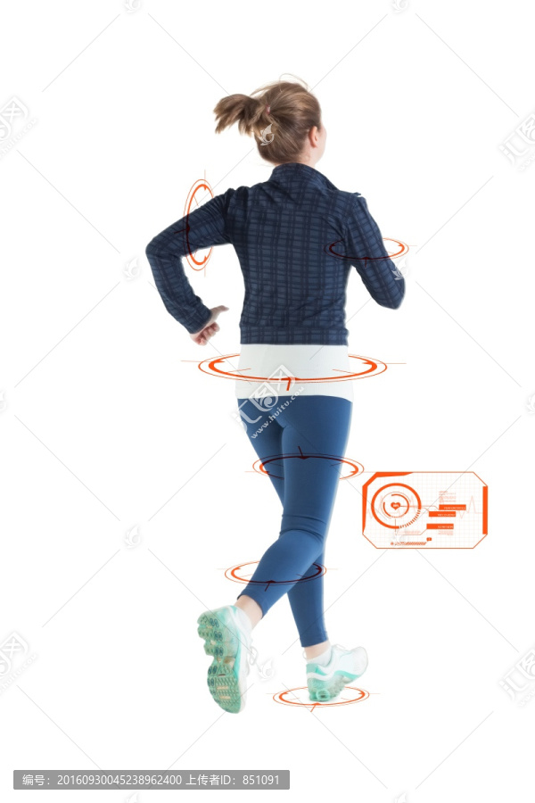一個年輕女子跑步健身