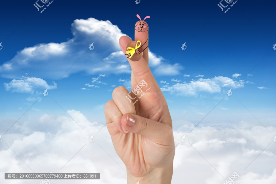 復(fù)合形象的手指復(fù)活節(jié)兔子