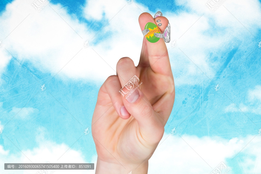 復(fù)合形象的手指復(fù)活節(jié)兔子