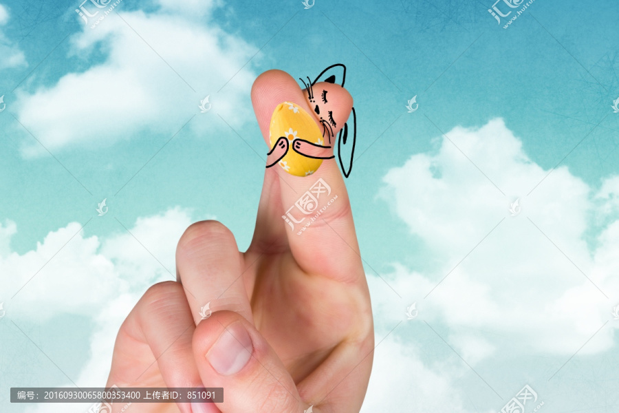 復(fù)合形象的手指復(fù)活節(jié)兔子