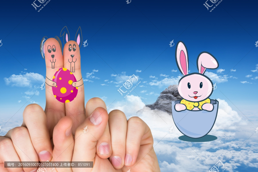 復合形象的手指復活節(jié)兔子