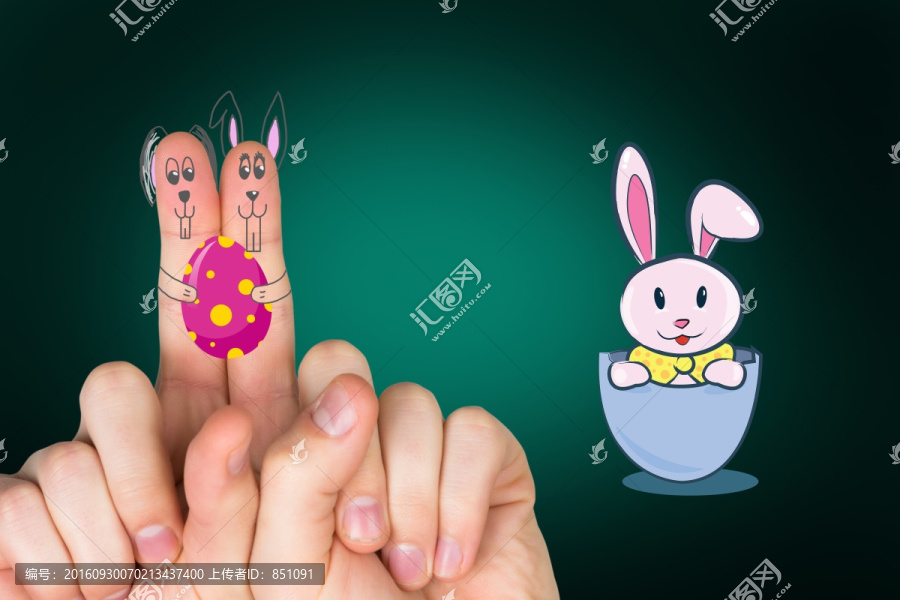 復合形象的手指復活節(jié)兔子