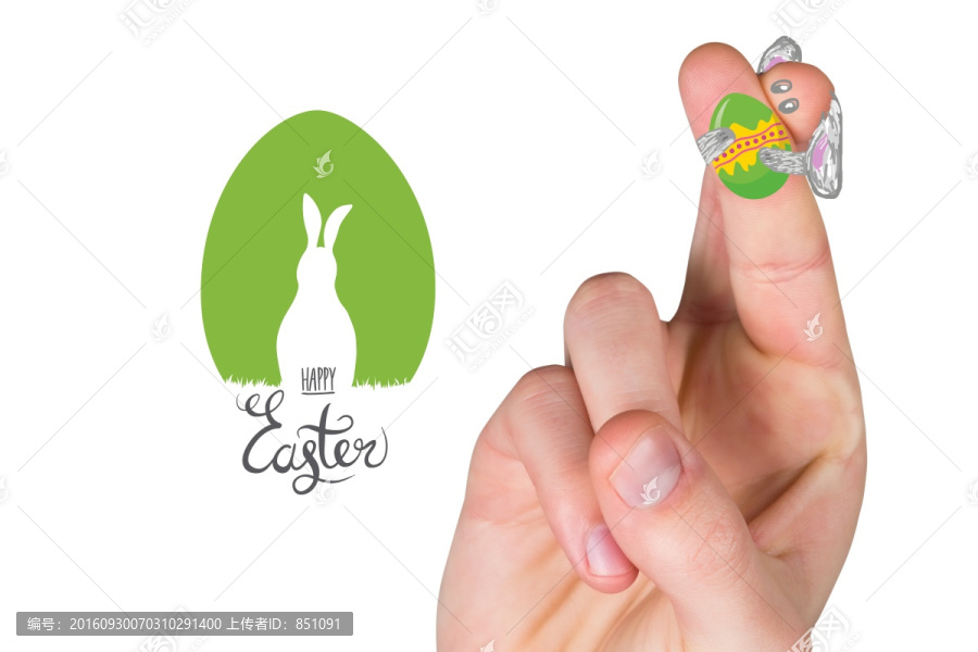 復(fù)合形象的手指復(fù)活節(jié)兔子