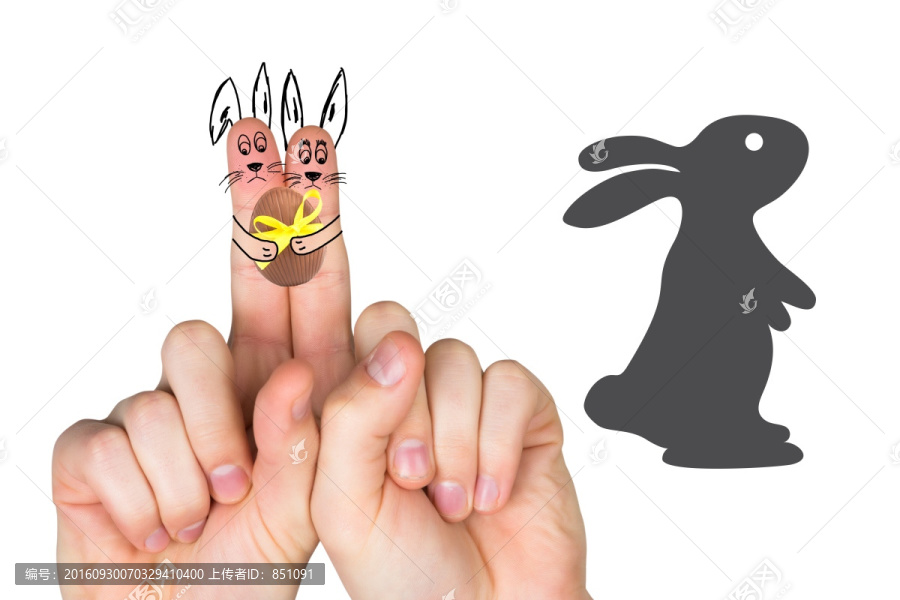 復(fù)合形象的手指復(fù)活節(jié)兔子