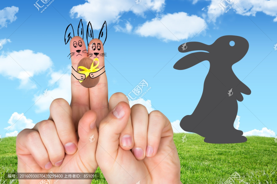 復(fù)合形象的手指復(fù)活節(jié)兔子