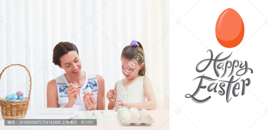 母女畫(huà)復(fù)活節(jié)彩蛋的復(fù)合形象