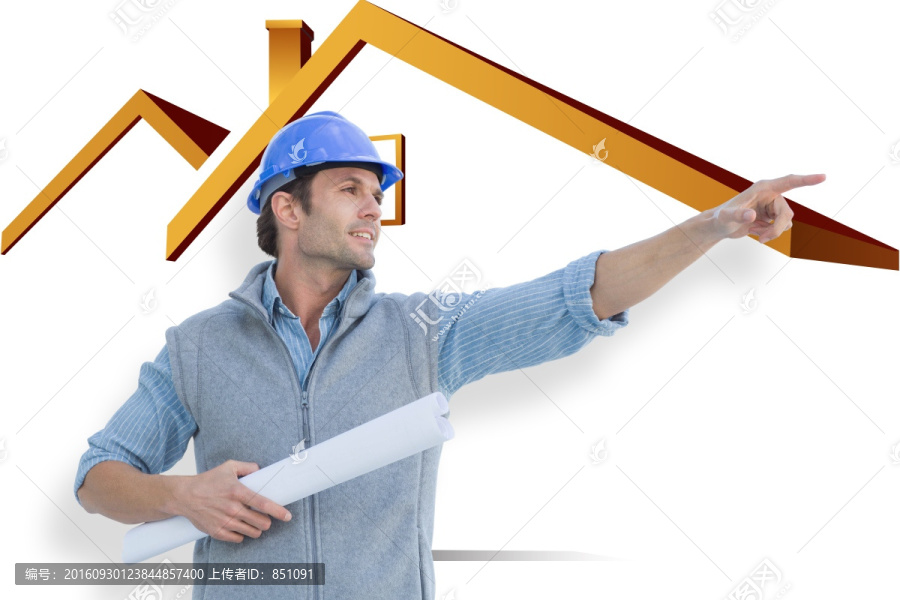 建筑師指著前方的復(fù)合形象