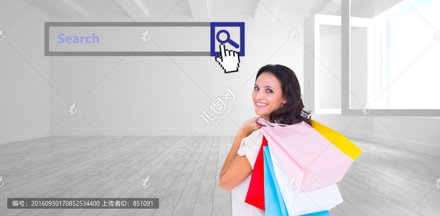 女人拎著購(gòu)物袋的復(fù)合形象