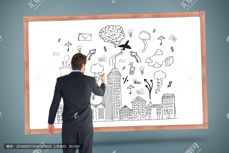 男人拿著筆書寫的復(fù)合形象