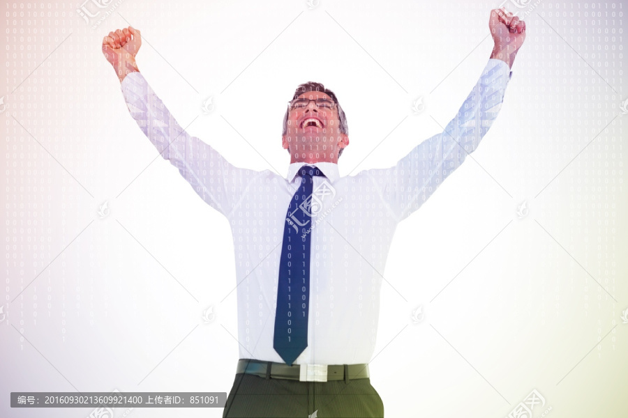 商人高舉著雙手歡呼的復(fù)合形象