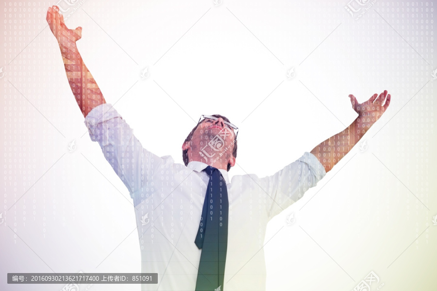 商人高舉著雙手歡呼的復(fù)合形象