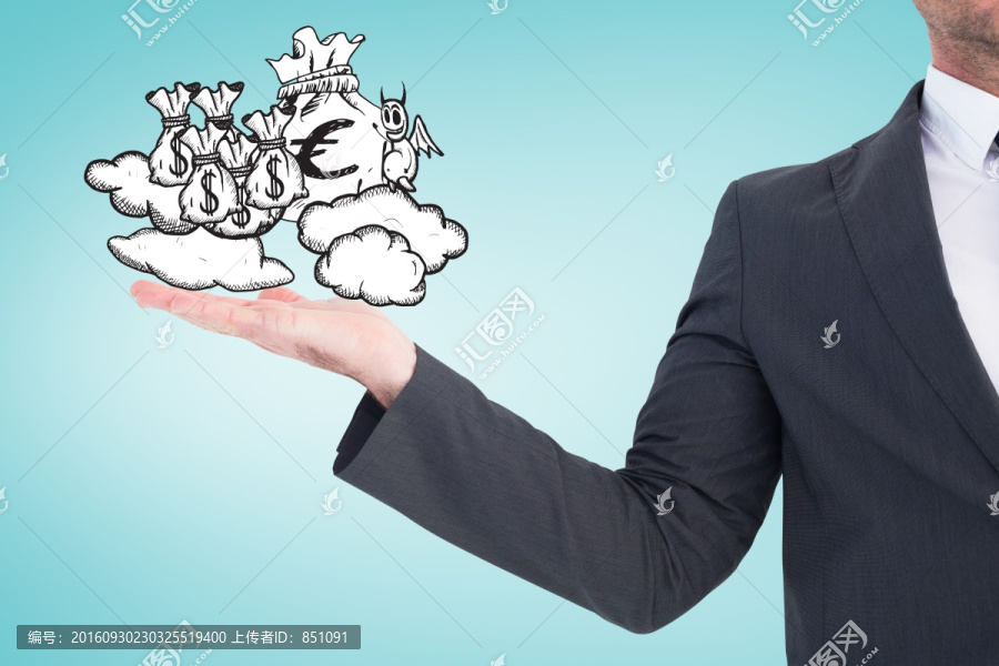 商人伸出手掌的復(fù)合形象