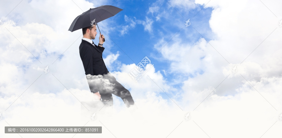男人撐著傘的復合形象