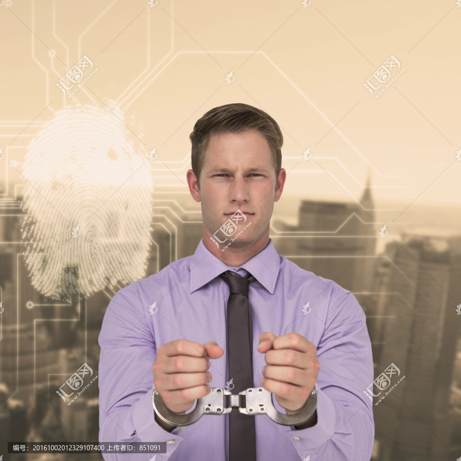 男人戴手銬的復(fù)合形象
