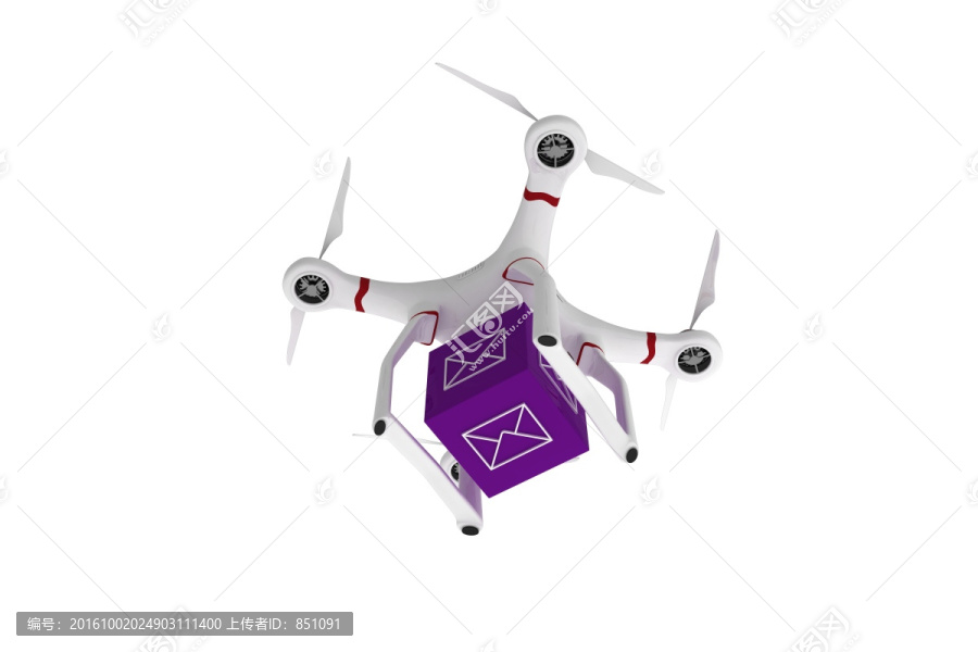 一个带紫色立方体的无人机