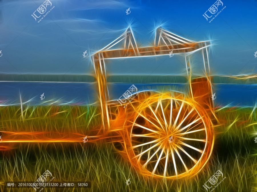 電腦畫(huà),牧場(chǎng)勒勒車(chē)