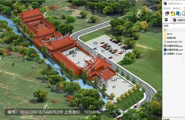 古建筑寺廟鳥瞰設(shè)計(jì)圖