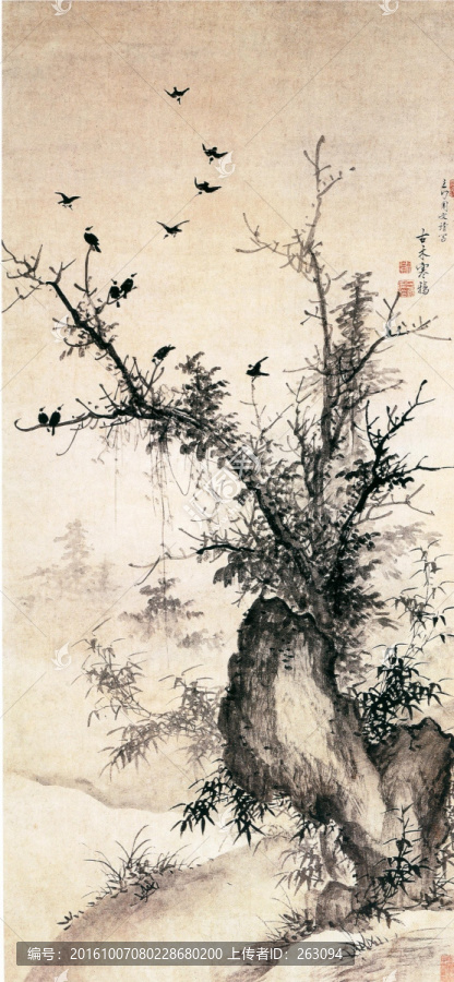 古木寒鴉圖,周文靖