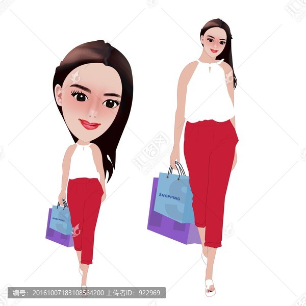 都市女孩,購物女孩,手繪女孩