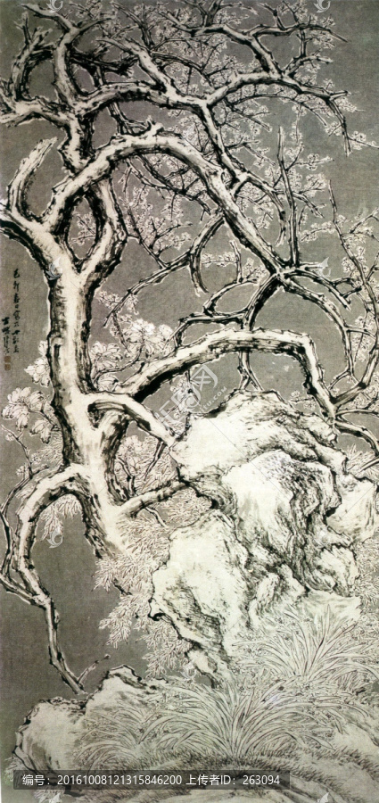 張彥,雪景梅花圖