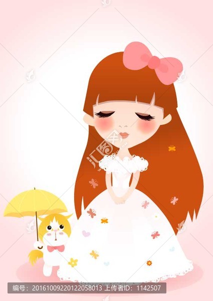 女孩和貓咪,貓咪打傘